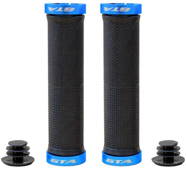 Manopla 130mm rider borracha tpr preta com trava azul