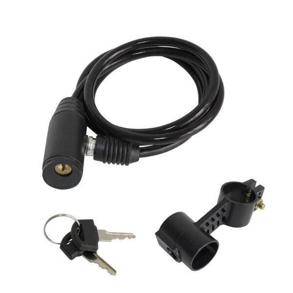 Cadeado aço 6mm x 1000mm preto com suporte com 2 chaves